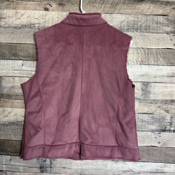 Pendleton Vest Women's Size Large Pink Zip Front Two Pockets Faux Leather - Picture 2 of 6